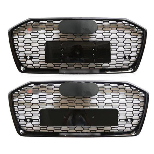 Front Bumper Grille Fit for AD A6/A6L 2019-2024 Mesh Honeycomb Grille Gloss Black
