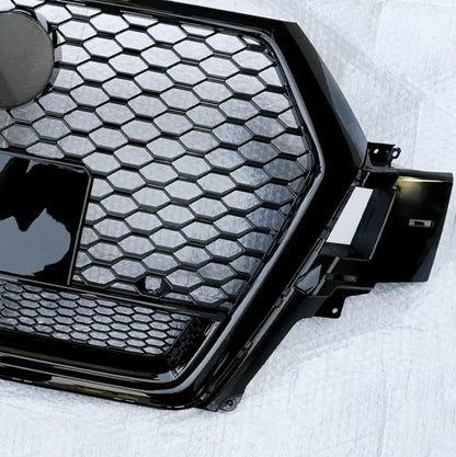 Front Bumper Grille Fit for 2017 2018 2019 Q7 RSQ7 Honeycomb Mesh Style Bumper Grille W/ Lower Window