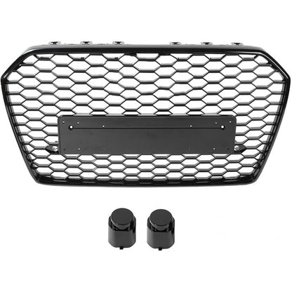 Bumper Grille Fit for A D A6 2016-2018 Honeycomb Grille with Gloss Black Body No Emblem