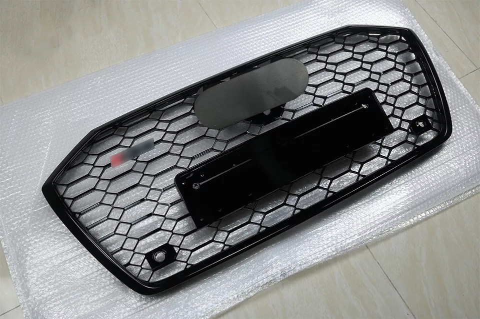 Front Bumper Grille Fit for AD A6/A6L 2019-2024 Mesh Honeycomb Grille Gloss Black