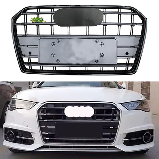 Bumper Grille Fit for A D A6 2016-2018 Grill Grille with Gloss Black Body