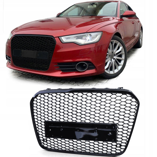 Bumper Grille Fit for A D A6 2012-2015 Honeycomb Grille with Gloss Black Body No Emblem