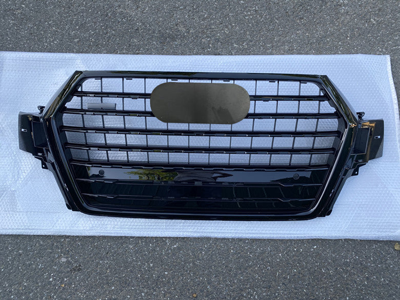 Front Bumper Grille Fit for 2017 2018 2019 Q7 RSQ7 Honeycomb Mesh Style Bumper Grille Gloss Black Mesh