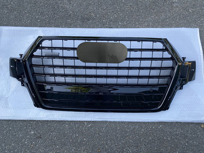 Front Bumper Grille Fit for 2017 2018 2019 Q7 RSQ7 Honeycomb Mesh Style Bumper Grille Gloss Black Mesh