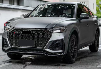 Front Bumper Grille Fit for AD Q5 SQ5 B9.5 2021-2022 Mesh Honeycomb Front Bumper Grille Gloss Black
