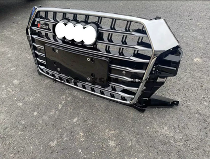 Chrome Bumper Grille Fit for AD Q3 2016-2018 Grill Grille Gloss Black Body