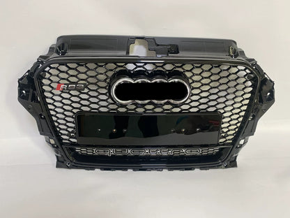 RS3 Style umper Grille Fit for 2013-2016 A3 S3 RS3 Front Bumper Mesh Honeycomb Grille