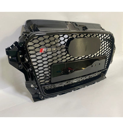 RS3 Style umper Grille Fit for 2013-2016 A3 S3 RS3 Front Bumper Mesh Honeycomb Grille