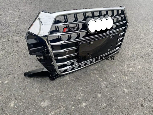 Chrome Bumper Grille Fit for AD Q3 2016-2018 Grill Grille Gloss Black Body