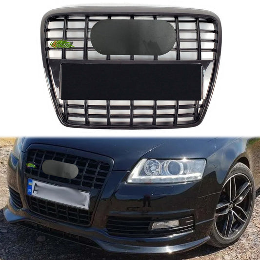 Bumper Grille Fit for A D A6 2005-2011 Grill Grille with Gloss Black Body