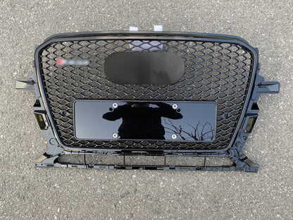 Front Bumper Grille Fit for 2013-2017 A D Q5 SQ5 Mesh Honeycomb Grille Gloss Black