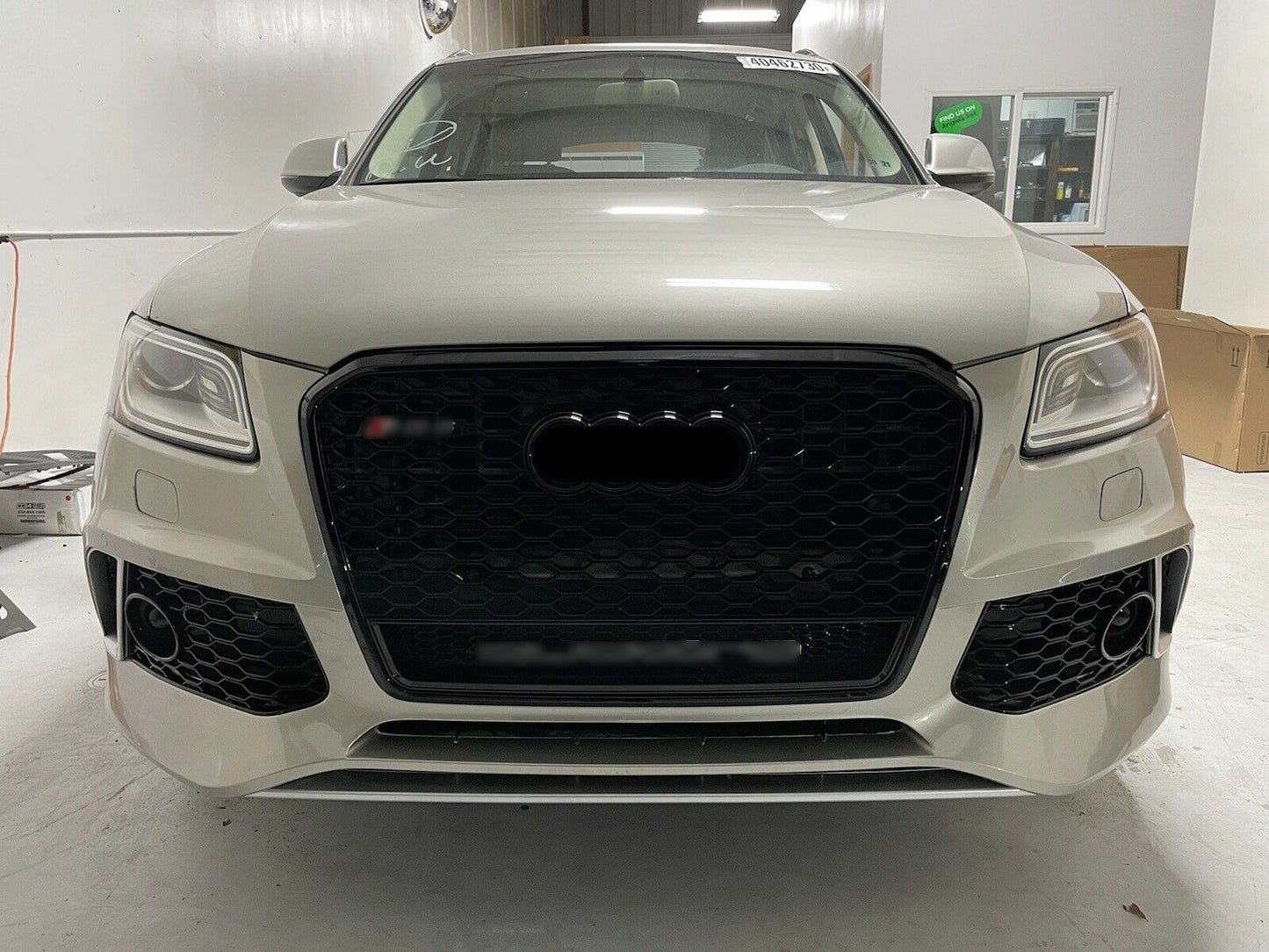 Front Bumper Grille Fit for 2013-2017 A D Q5 SQ5 Mesh Honeycomb Grille w/ Lower Window
