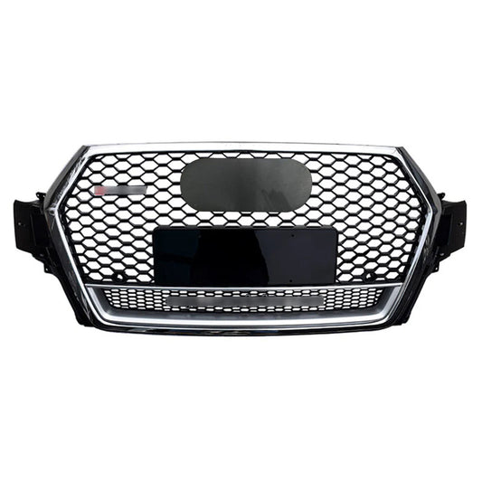 Chrome Bumper Grille Fit for 2017 2018 2019 Q7 RSQ7 Honeycomb Mesh Style Bumper Grille W/ Lower Window