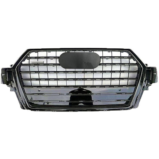 Front Bumper Grille Fit for 2017 2018 2019 Q7 RSQ7 Honeycomb Mesh Style Bumper Grille Gloss Black Mesh