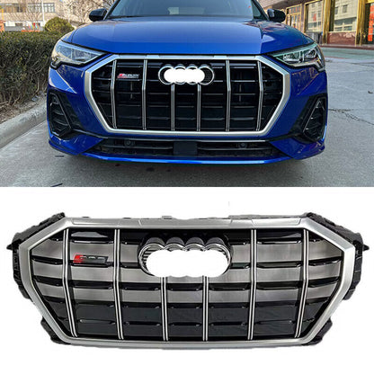 Front Bumper Grille Fit for AD Q3 SQ3 2019-2023 Grill Bumper grille Chrome