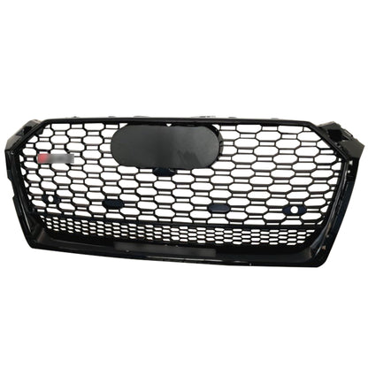 Bumper Grille Fit for A D A5 2017-2019 Honeycomb Grille Full Gloss Black Body with Emblem