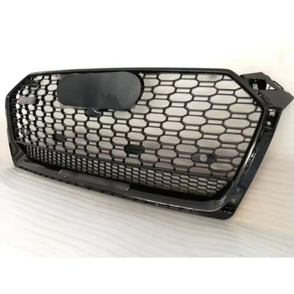 Bumper Grille Fit for A D A5 2017-2019 Honeycomb Grille Full Gloss Black Body with Emblem