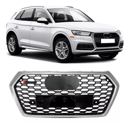 Chrome Bumper Grille Fit for AD Q5 RSQ5 2018 2019 2020 Mesh Honeycomb Bumper Grille