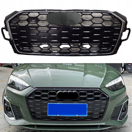 Bumper Grille Fit for A D A5 2020-2024 Honeycomb Grille with Full Gloss Black Body