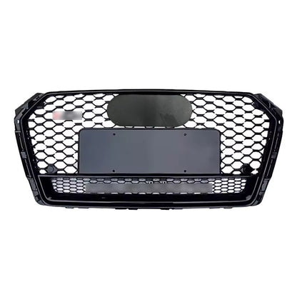 Bumper Grille Fit for A D A4 2017-2019 Honeycomb Grille Full Gloss Black Body with emblem