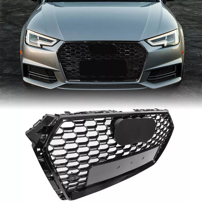Bumper Grille For 2017-2019 Audi A4/S4 B9 RS4 Style Honeycomb Mesh Hex Grille Black W/ Quattro