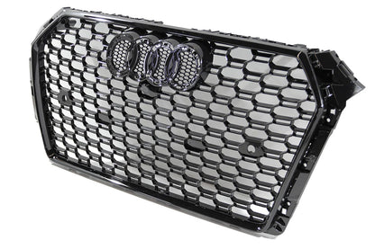 Bumper Grille For 2017-2019 Audi A4/S4 B9 RS4 Style Honeycomb Mesh Hex Grille Black W/ Quattro