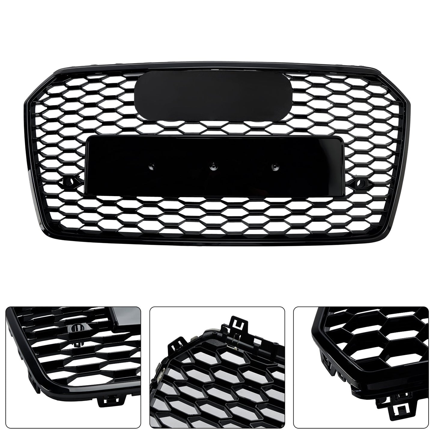 Front Bumper Grille fit for AD 2016 2017 2018 A7 S7 RS7 Style Front bumper Honeycomb Grille Gloss Black