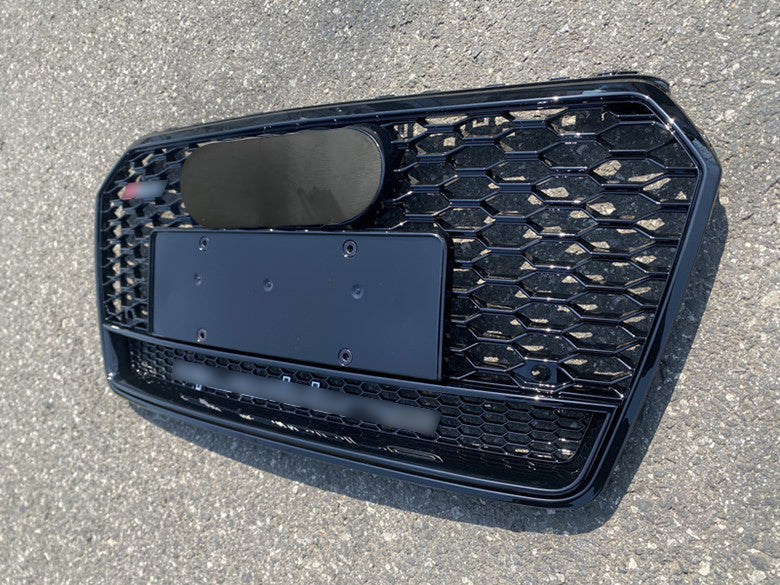 Gloss Black Bumper Grille fit for AD 2016 2017 2018 A7 S7 RS7 Style Front bumper Honeycomb Grille Lower Window