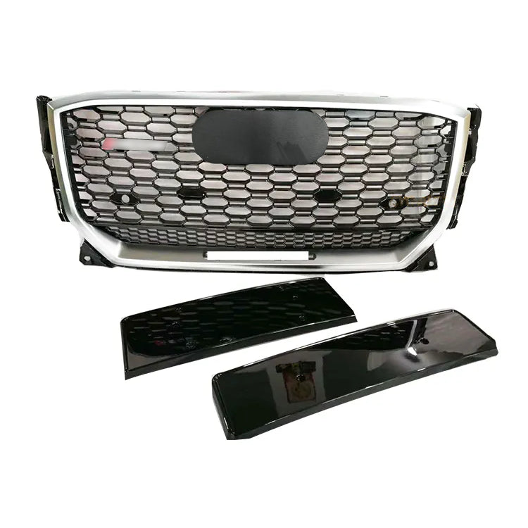Chrome Bumper Grille Fit for AD Q2 2018-2021 Grill RSQ2 Style Honeycomb Silver Frame Front Bumper Grill