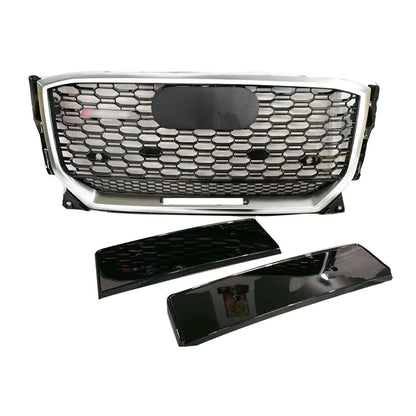 Chrome Bumper Grille Fit for AD Q2 2018-2021 Grill RSQ2 Style Honeycomb Silver Frame Front Bumper Grill