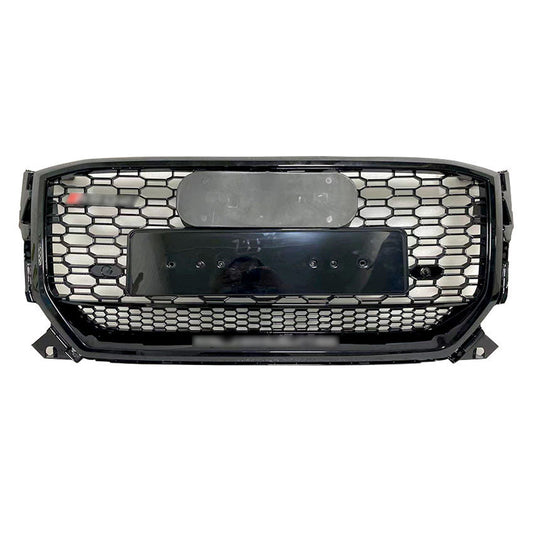 Mesh Honeycomb Bumper Grille Fit for AD Q2 2018-2021 Grill RSQ2 Style Honeycomb Silver Frame Front Bumper Grille Gloss Black