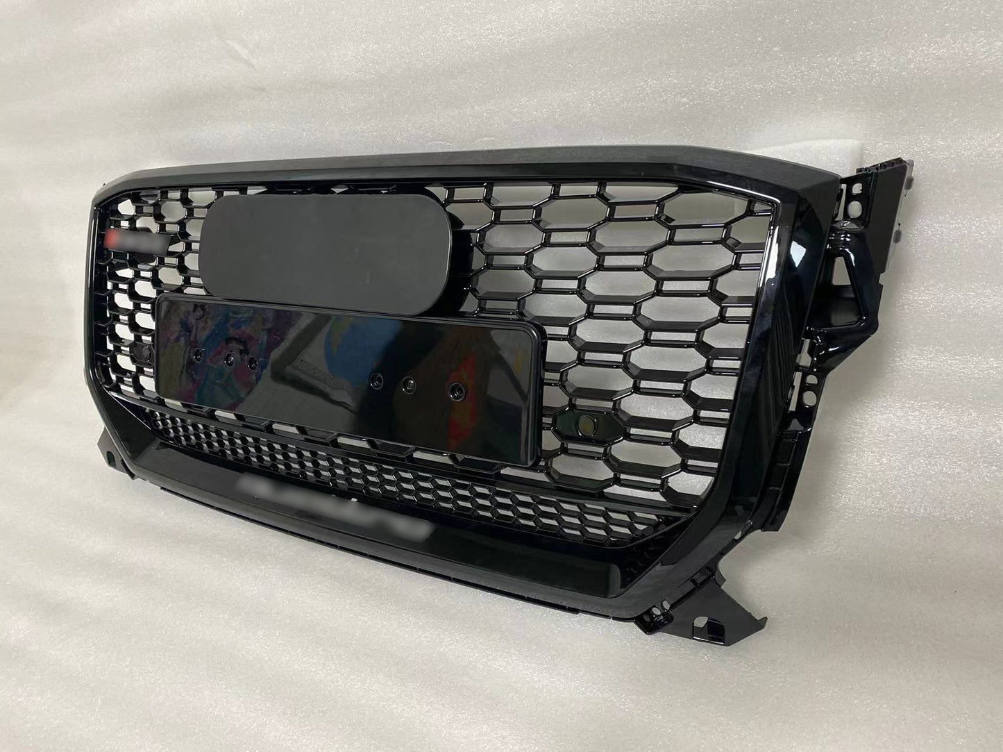 Mesh Honeycomb Bumper Grille Fit for AD Q2 2018-2021 Grill RSQ2 Style Honeycomb Silver Frame Front Bumper Grille Gloss Black