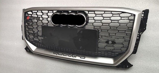 Chrome Mesh Honeycomb Bumper Grille Fit for AD Q2 2018-2021 Grill RSQ2 Style Honeycomb Silver Frame Front Bumper Grille