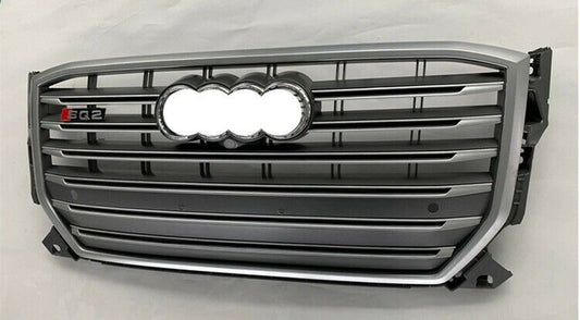 Grill Bumper Grille Fit for AD Q2 2018-2021 Grill RSQ2 Style Honeycomb Silver Frame Front Bumper Grille Grey Body