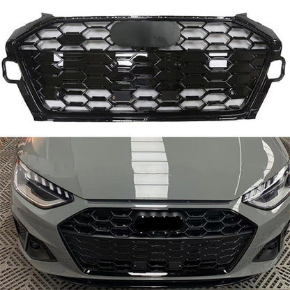 Bumper Grille Fit for A D A4 2020-2024 Honeycomb Grille with Gloss Black Body
