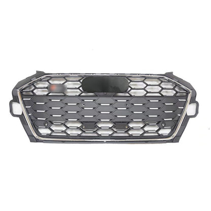 Chrome Bumper Grille Fit for A D A4 2020-2024 Honeycomb Grille Chrome Trim with Matt Black Body