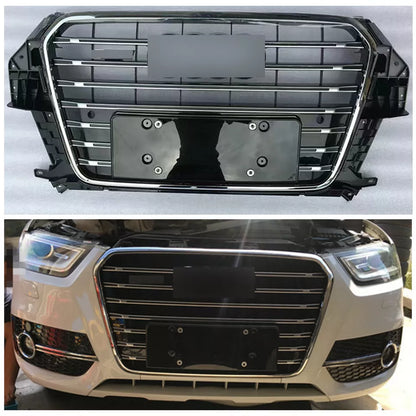 Chrome Bumper Grille Fit for AD Q3 RSQ3 SQ3 2013-2015 Grill grille Gloss Black Body