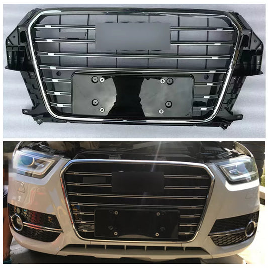 Chrome Bumper Grille Fit for AD Q3 RSQ3 SQ3 2013-2015 Grill grille Gloss Black Body