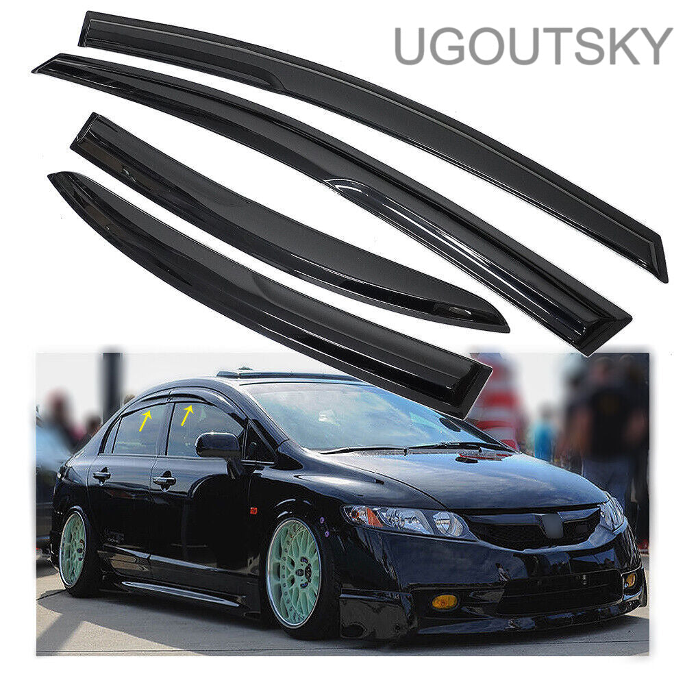 UGOUTSKY Window rain guards For 1993-2011 2012 Ford Ranger Extended 4pc Window Visor Wind Sun Rain Deflector
