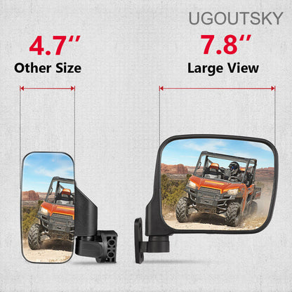 UGOUTSKY Rear view mirrors TV Rear View Side Mirrors 7.8" Large For Polaris Ranger XP 500/570/900
