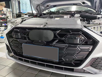 Front Bumper Grille Fit for AD A7/A7L/S7 2019-2024 Hexagon Style Grille Matte Black