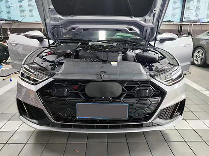 Front Bumper Grille Fit for AD A7/A7L/S7 2019-2024 Hexagon Style Grille Matte Black