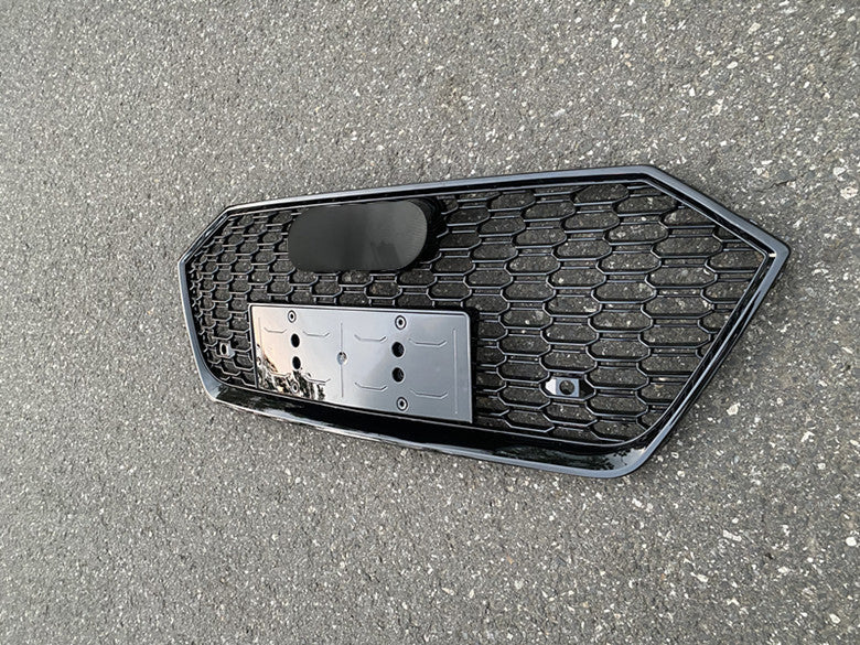 Front Bumper Grille Fit for AD A7/A7L/S7 2019-2024 Mesh Honeycomb Grille Gloss Black