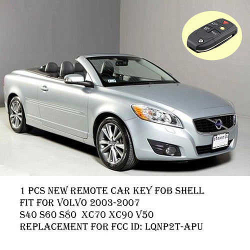 Remote Flip Key Fob 5B Shell Case for Volvo 2003-2007 S40 S60 S80  XC70 XC90 V50
