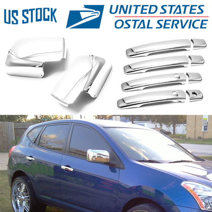 4DR Chrome Mirror Cover Door Handle Covers Trim For Nissan Rogue 2008-2012 2013