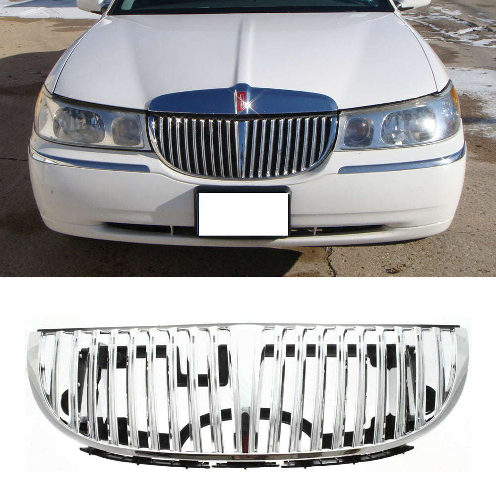 Front Bumper Chrome Grille Grill For 1998 1999 2000 2001 2002 Lincoln Town Car