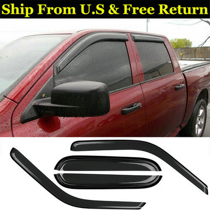 For 2009-2015 2016 2017 Dodge Ram 1500 Crew Cab Window Visor Vent Rain Deflector