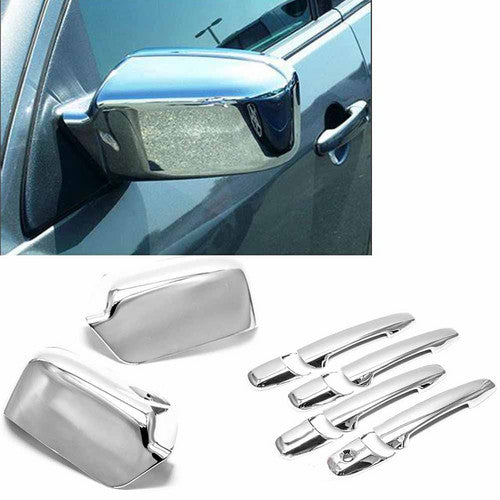 For 2006-2011 Ford Fusion Chrome Side Mirror Cover+Door Handle Covers Combo