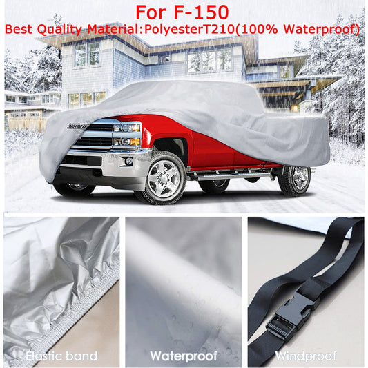 Truck Pickup Full Car Cover Fit Ford F-150 w/Sliver Waterproof Scratch Resistant
