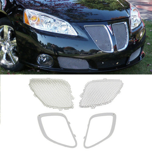 Grille Mesh Inserts & Chrome Trim Upper Front Bumper for Pontiac G6